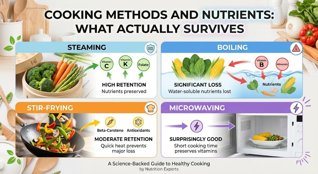 cooking methods nutrient retention steaming boiling